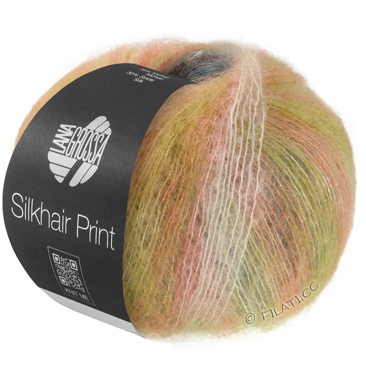 Lana Grossa SILKHAIR PRINT | 440-Vanille/Creme/Orange/Türkis/Senfgelb/Beere