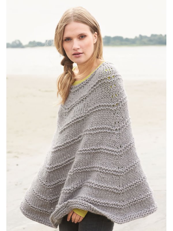 Lana Grossa PONCHO MIT KRAUS RECHTS STREIFEN Ambiente