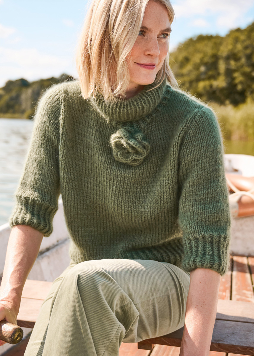 ROLLI MIT HÄKELBLÜTE Mohair di Gio von Lana Grossa