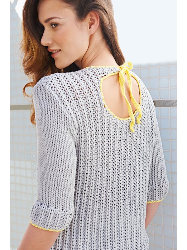 Lana Grossa PATENTPULLI MIT GELBEN BLENDEN Cotofine