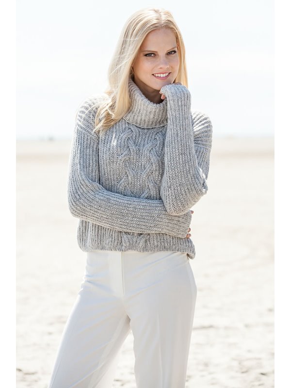 Lana Grossa PATENT-PULLI MIT ZOPFMUSTER AM Superbaby Fine