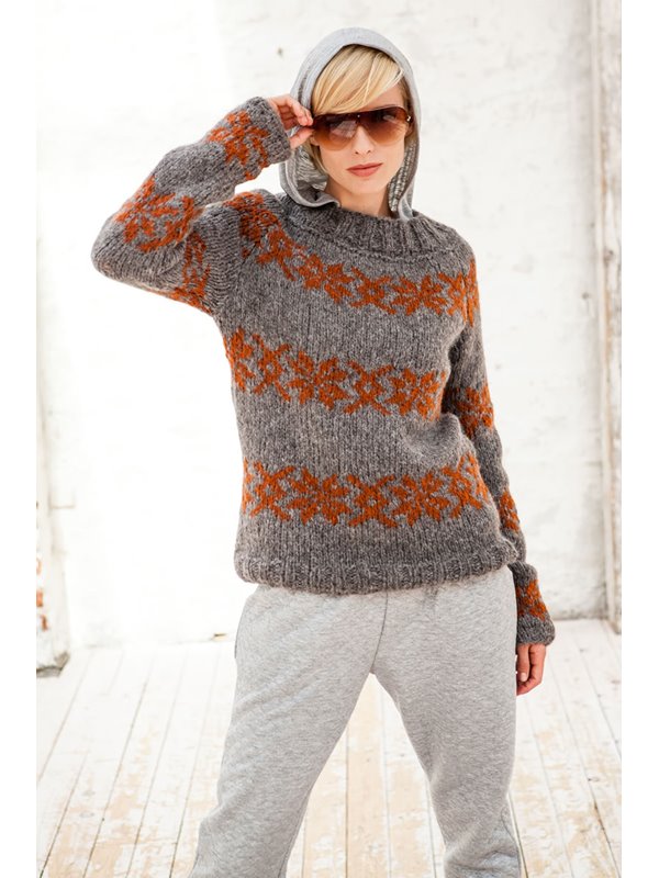 Lana Grossa RAGLANPULLI MIT JACQUARDMUSTER Yak Merino