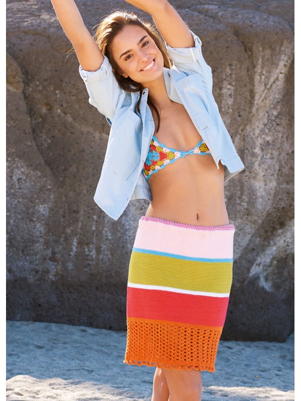 Lana Grossa HÄKELROCK IN FESTEN MASCHEN MIT LOCHMUSTERSAUM Cotone