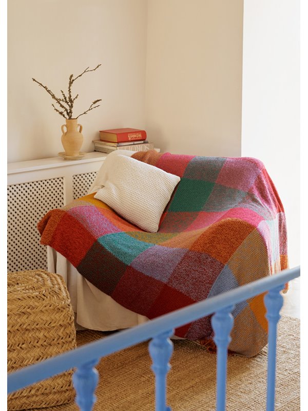 Lana Grossa KARIERTE DECKE IM PERLMUSTER Ecopuno