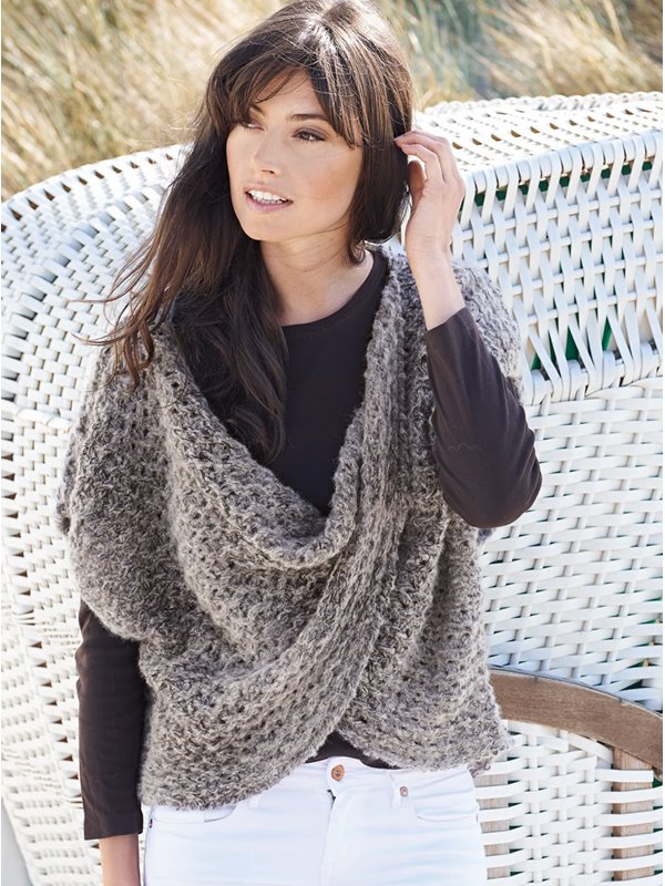 Lana Grossa CAPE IM LOCHMUSTER Garzato Fleece uni/Lace Pearls Degradé