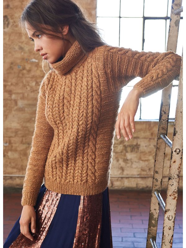 Lana Grossa PULLI MIT ZOPF-, FISCHGRÄT- UND QUERRIPPENMUSTER Alta Moda Alpaca