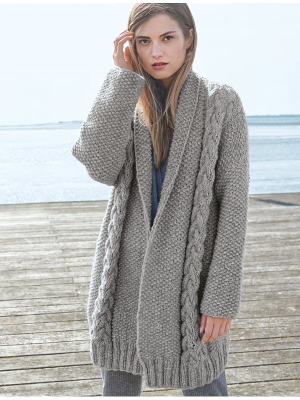 Lana Grossa JACKE IM PERLMUSTER MIT ZOPFSTREIFEN Lala Berlin Lovely Cotton