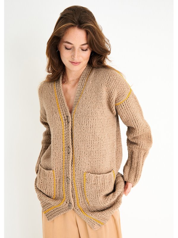 Lana Grossa CARDIGAN GLATT RECHTS MIT AUFGEHÄKELTEN KETTMASCHEN Lala Berlin Lovely Cotton