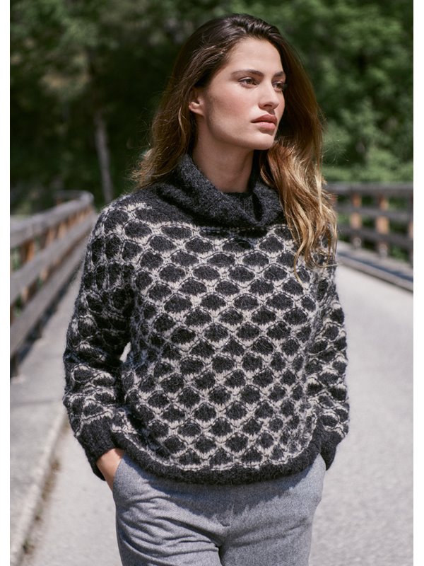 Lana Grossa ROLLKRAGENPULLOVER Natural Alpaca Lungo