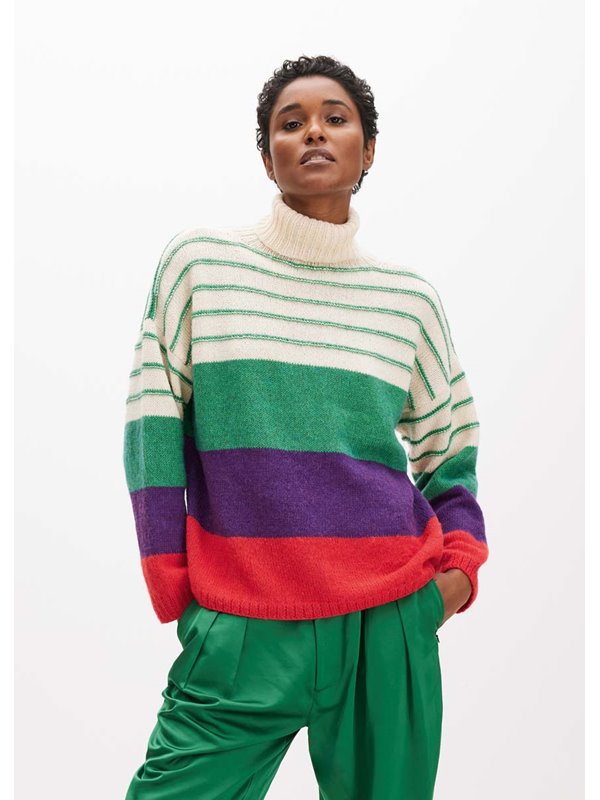 Lana Grossa STREIFENPULLOVER GLATT RECHTS MIT GLATT-LINKSSTREIFEN Ecopuno