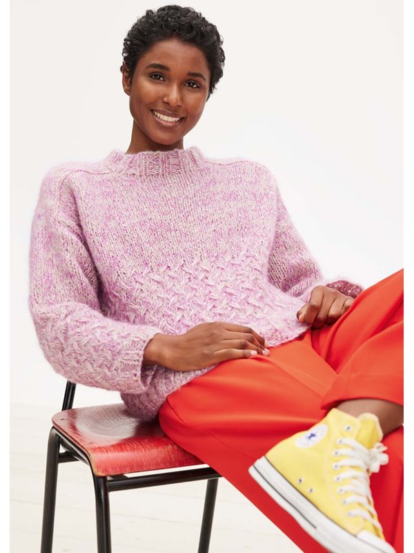 Lana Grossa PULLOVER MIT FLECHTMUSTER UND GLATT RECHTS Alpaca Air & Silkhair