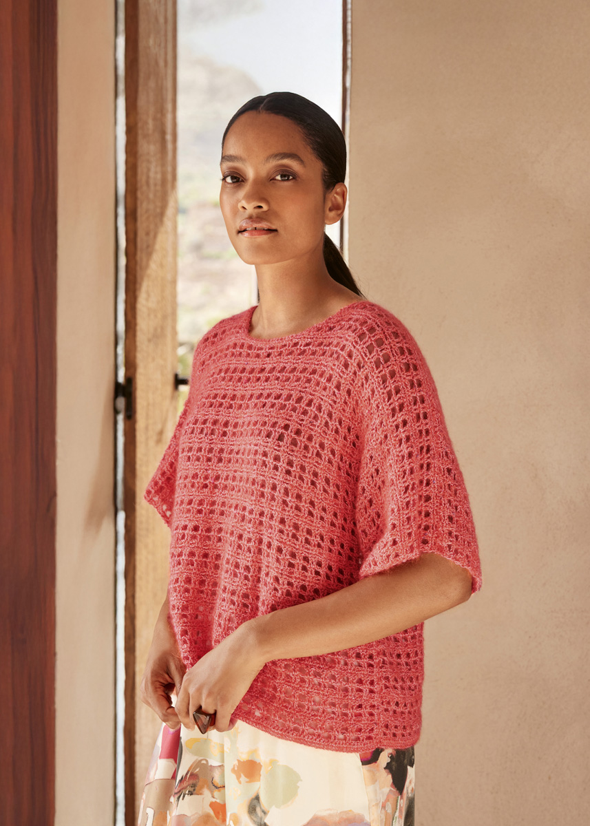 HÄKELSHIRT Natural Superkid Tweed & Filo Paillettes von Lana Grossa