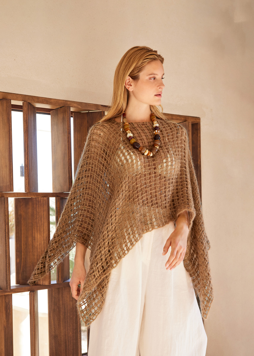 HÄKELPONCHO Natural Superkid Tweed von Lana Grossa