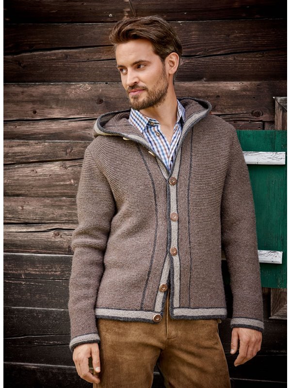 Lana Grossa HERREN-KAPUZEN- JACKE MIT STREIFENBLENDEN Alpina