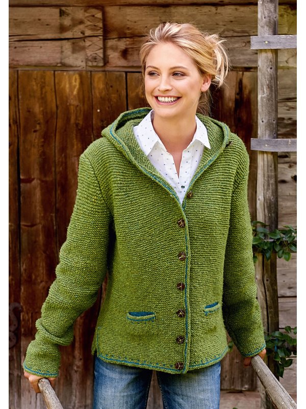 Lana Grossa DAMEN-KAPUZENJACKE MIT EINSTRICKMUSTER Royal Tweed/Ascot