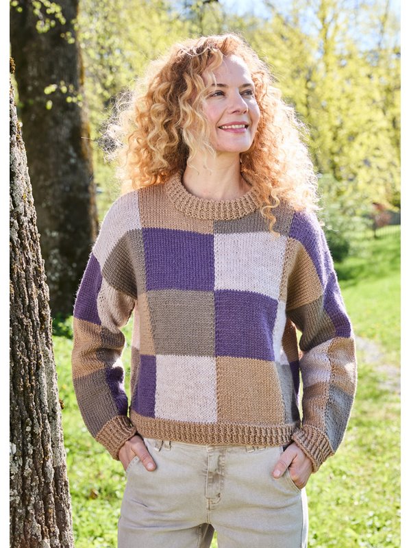 Lana Grossa PULLOVER MIT QUADRATMUSTER Landlust-Naturwolle