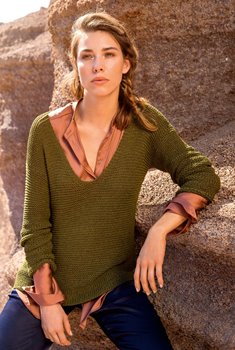 Lana Grossa V-PULLI Solo Lino Melange