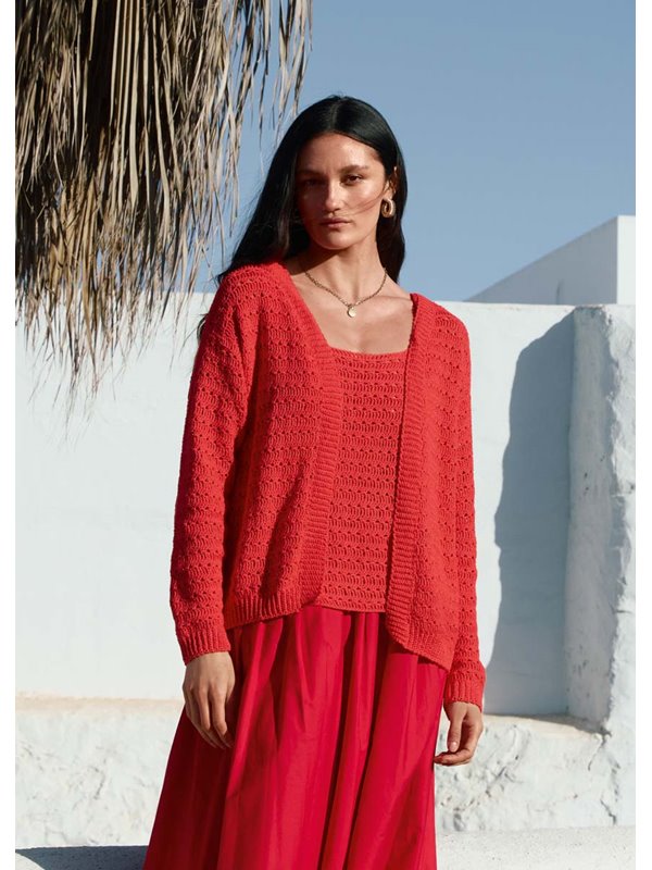 Lana Grossa CARDIGAN IM DOPPELSTÄBCHEN-STÄBCHENLOCHMUSTER Summer Cashmere