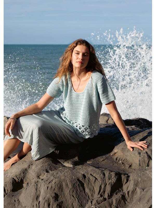 Lana Grossa SHIRT IN STÄBCHEN MIT BOGENLOCHMUSTER AM SAUM Gioia