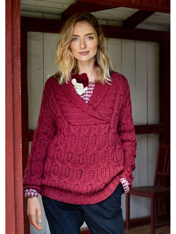 Lana Grossa PULLOVER IM ZOPF-LOCHMUSTER MIT SCHALKRAGEN Landlust Merino 120