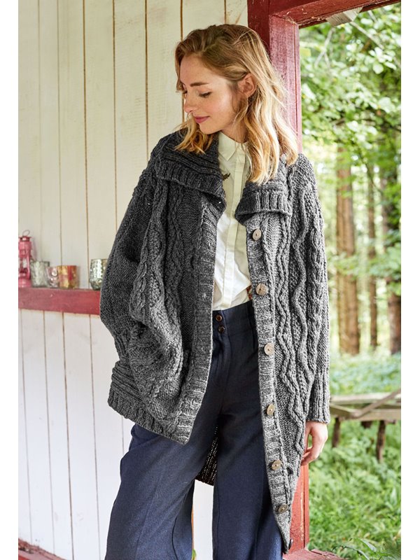 Lana Grossa LONGJACKE MIT ARANMUSTER UND FLEDERMAUSÄRMELN Landlust Merino 120