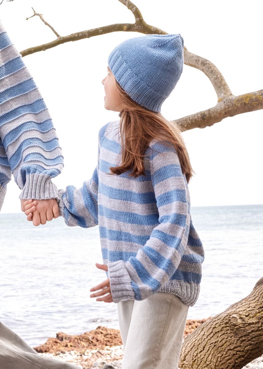 TOP DOWN KINDER-STREIFENPULLOVER Cool Wool Big Mélange von Lana Grossa