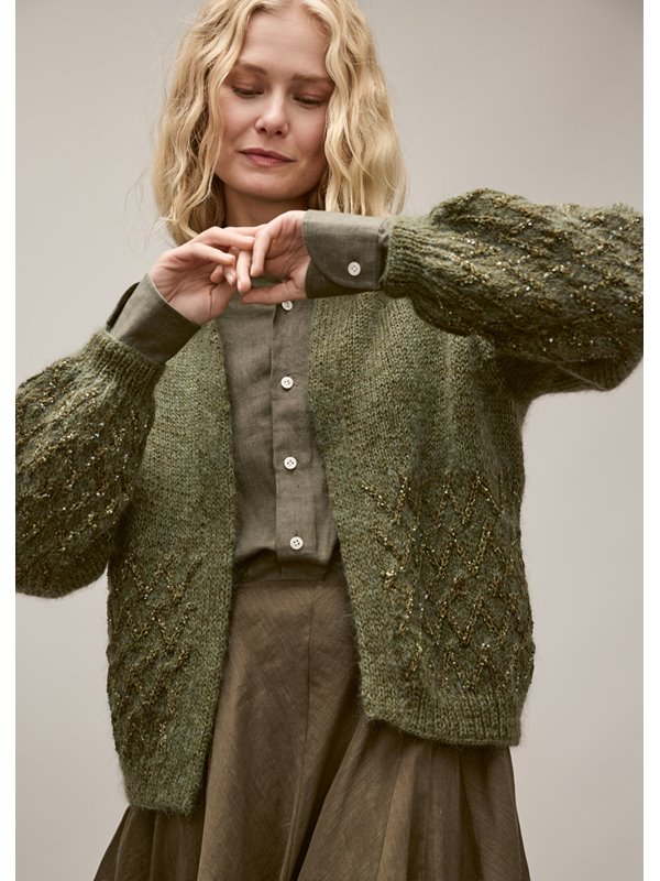 Lana Grossa CARDIGAN Natural Lama Fine, Silkhair & Glamour