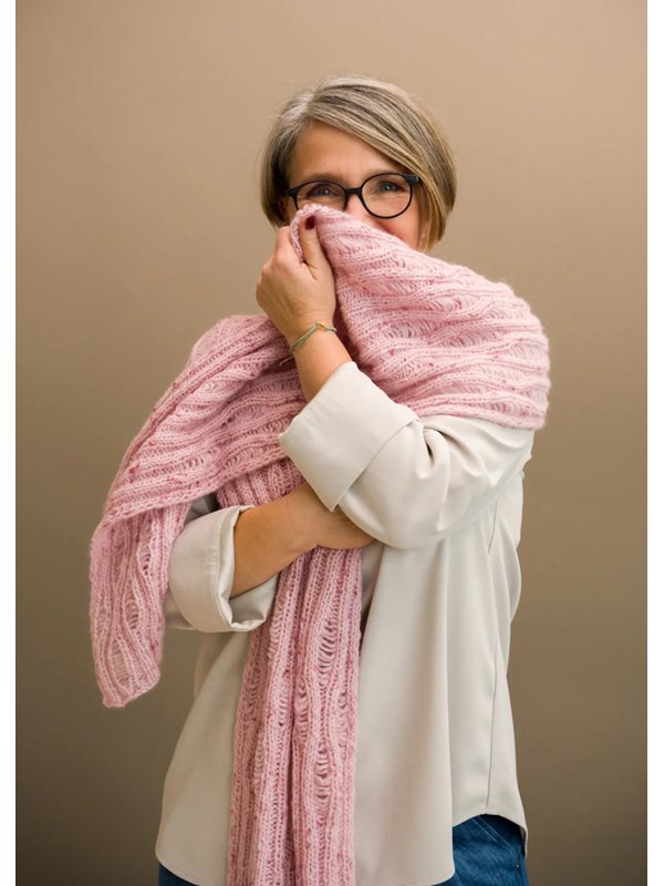 Lana Grossa SCHAL MIT STREIFEN IM FALLLMASCHENMUSTER Lucciola